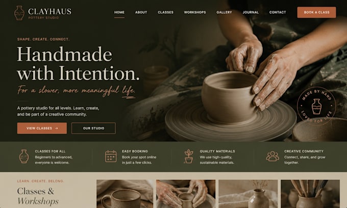 design squarespace potterystudio website ceramics website class bookings website