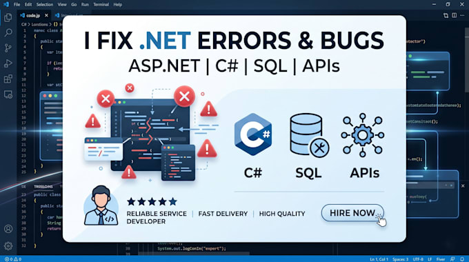 fix asp net core, c sharp, mvc and dotnet bugs professionally