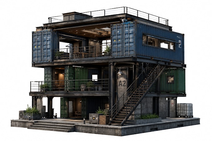 create modern container house ai designs