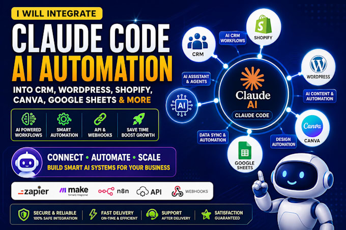 integrate claude code into CRM wordpress shopify claude ai to canva google sheet