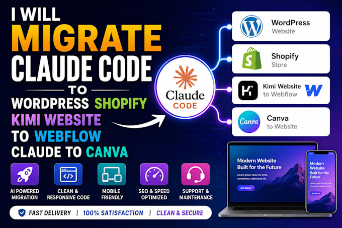 migrar claude code to wordpress shopify kimi websites to webflow claude to canva