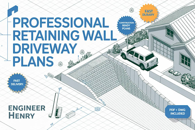 retaining wall driveway plans  grading drainage  construction details