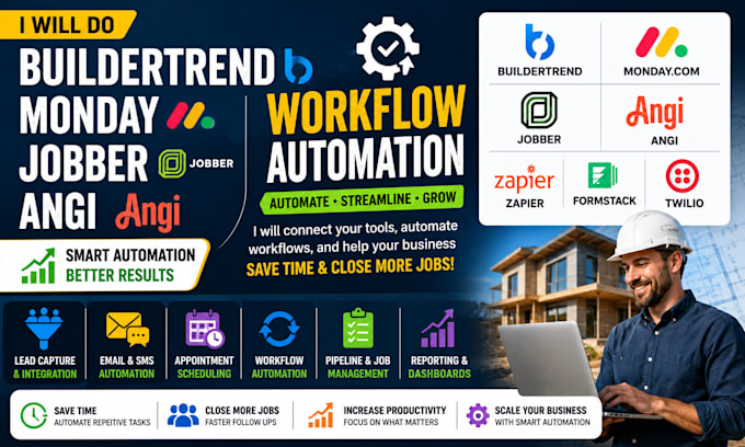 do buildertrend monday jobber angi zapier formstack twilio workflow automation