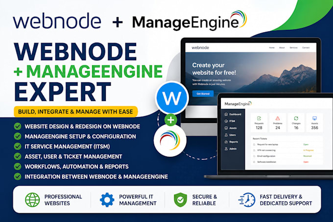 integrate manageengine portals and build webnode websites