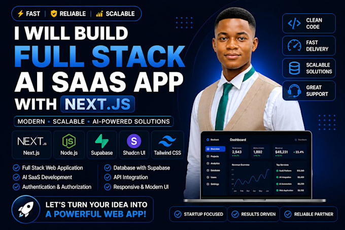build full stack ai web app next js developer ai saas developer react supabase