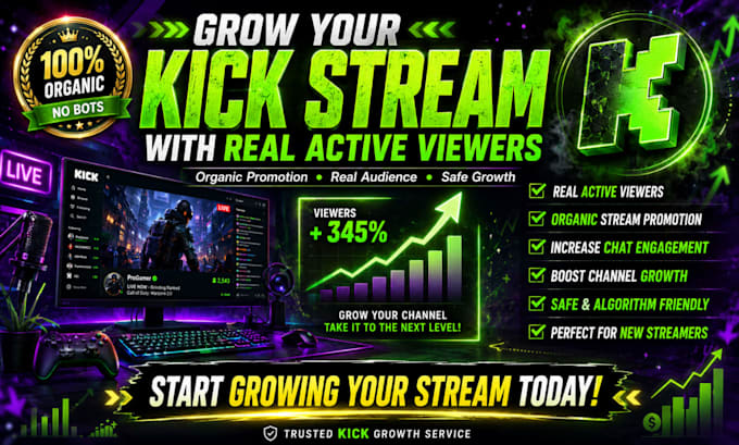 grow your kick stream with real active viewers