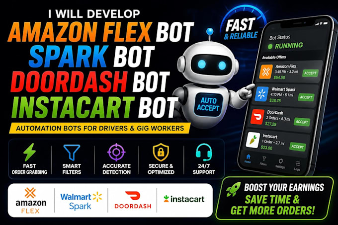 do uber bot grabber bot instacart bot amazon driver bot lyft bot zifty bot shopp