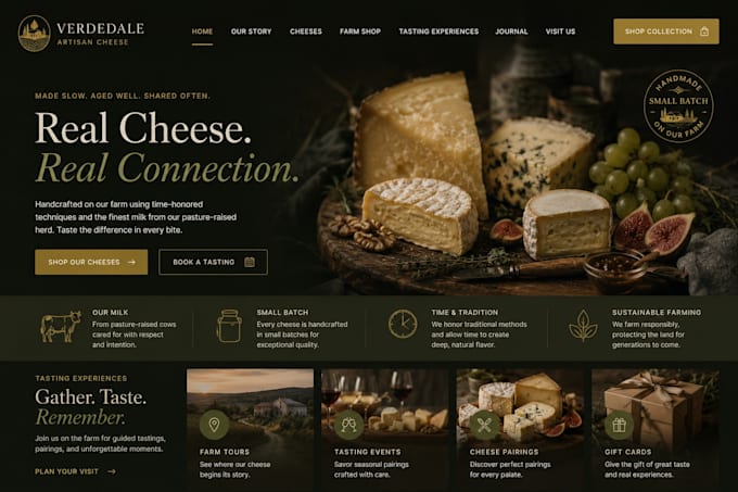 design squarespace cheese maker website farm shop website tastingexperience site