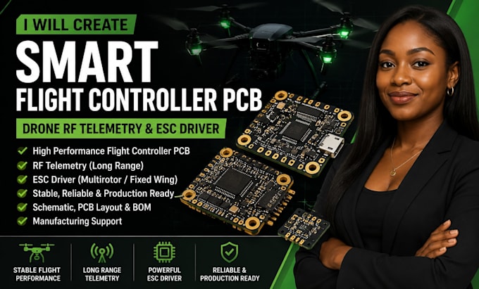 create smart flight controller pcb drone rf telemetry and esc driver