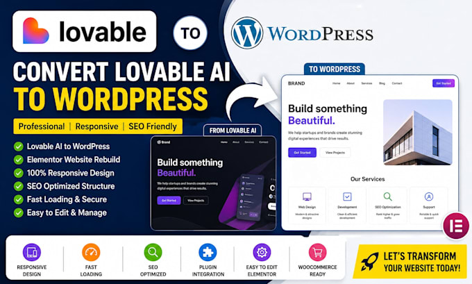 convert lovable ai website to wordpress or elementor professionally