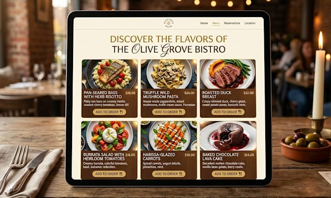 develop a custom restaurant website with online menu