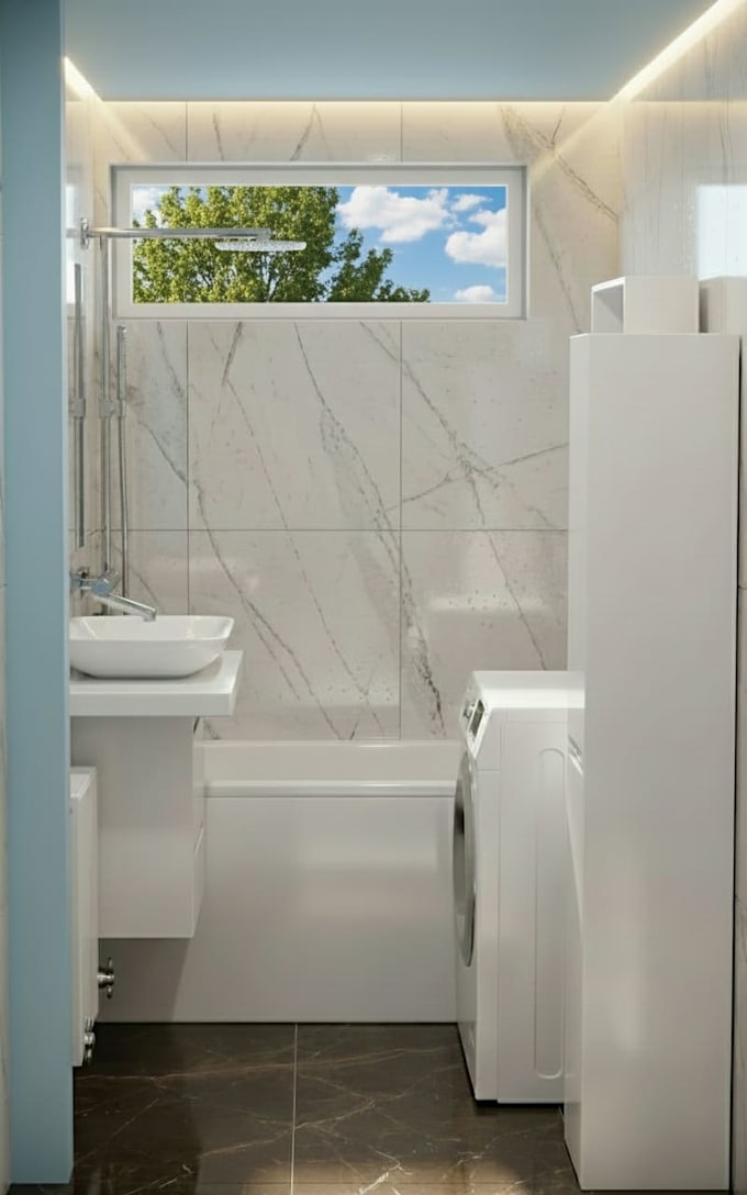 create realistic modern bathroom visualization