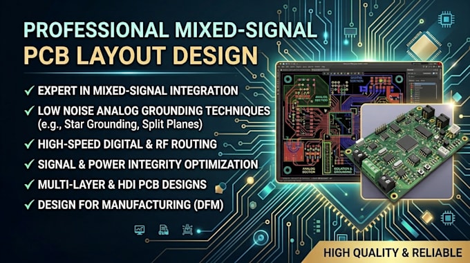 design mixed signal pcb layout with low noise analog grounding