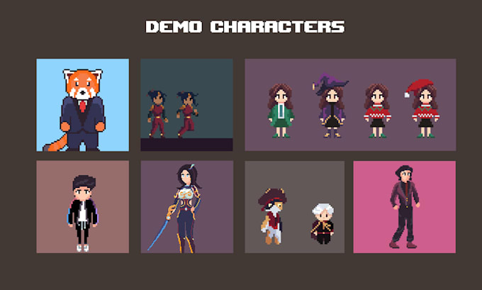 create pixel art assets, characters and animations