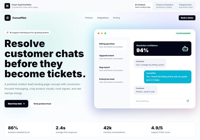 build a modern saas landing page website
