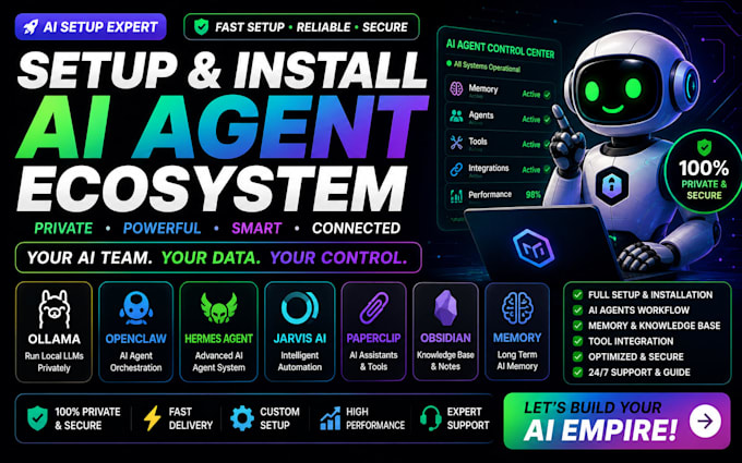 setup install ollama openclaw hermes agent jarvis ai paperclip obsidian memory