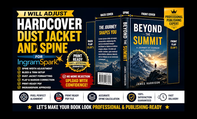 adjust hardcover dust jacket and spine for ingramspark