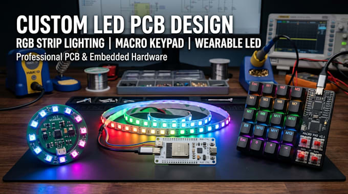 develop led indicator, macro keypad, rgb strip lighting and custom pcb systems