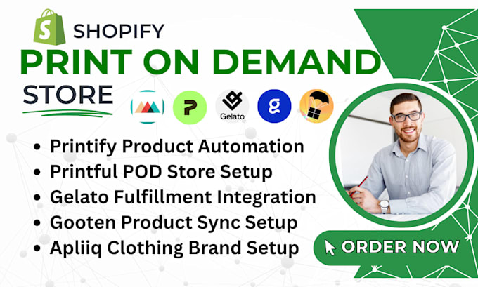 setup shopify print on demand store shopify pod printful printify gelato apliiq
