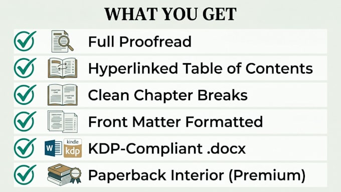 proofread format edit your book for amazon KDP ebook paperback ready, fiction