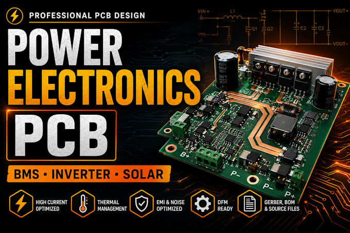design power electronics pcb, bms, inverter and solar control boards