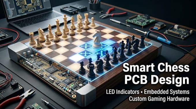 design electronic chess board pcb with led move indicators and embedded systems