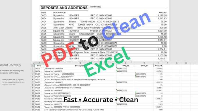 do data entry, copy paste work, PDF, bank statements, invoices into clean excel