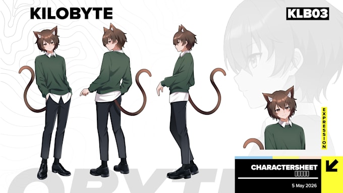 draw custom character sheet or reference sheet design in anime style