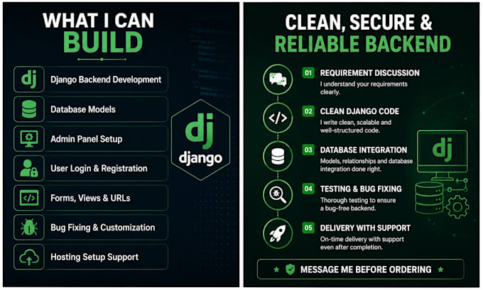 develop secure django backend for your website or web app