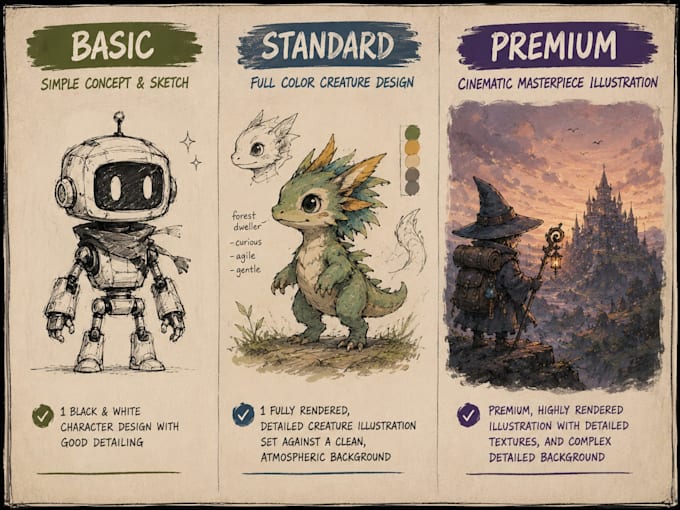 create custom creature concept art and illustrations