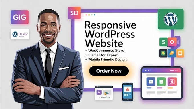 build responsive wordpress website woocommerce store elementor ai custom design