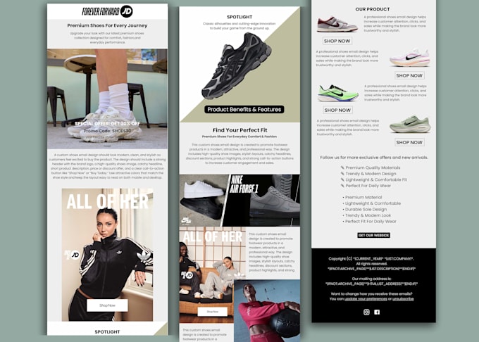 create custom figma email design for mailchimp, klaviyo e commerce newsletter