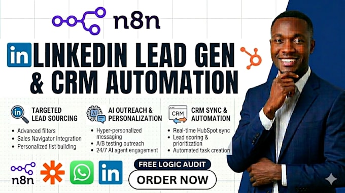 build a custom n8n ai agent for linkedin lead gen, data enrichment, and CRM sync