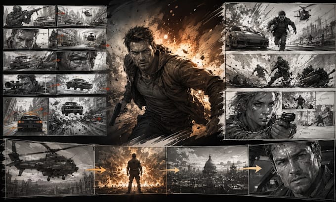 create action storyboard sequences for movies games and trailers