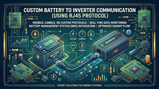 create custom battery to inverter communication using rj45 protocol