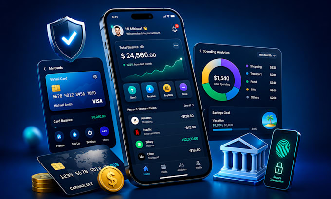 develop fintech app, payment app, wallet app, banking app, money transfer app
