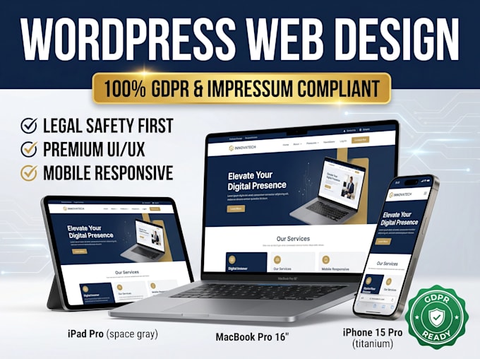 develop wordpress webdesign compliant with gdpr and impressum