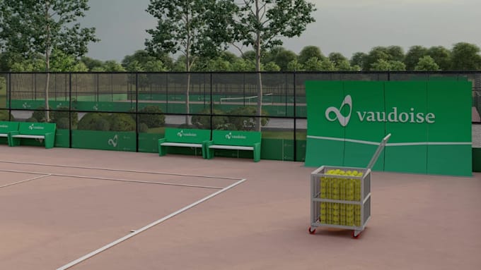 visual sport park facility,multiple tennis courts,  outdoor exhibition rendering