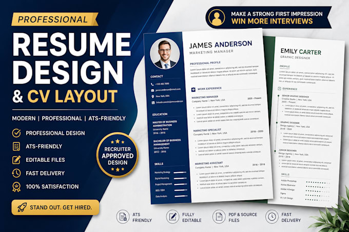build professional resume design and modern CV layout cover letter template