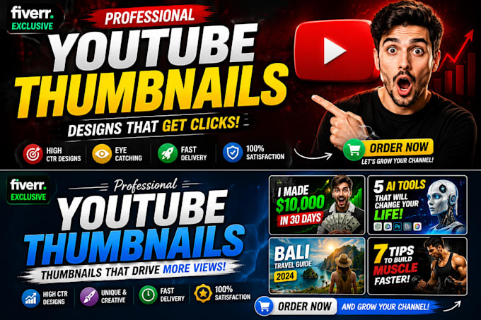 design professional and clickable youtube thumbnails