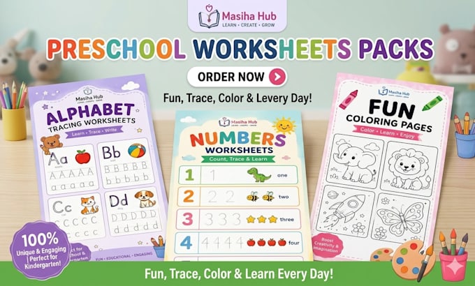 create worksheets and educational activities for kids