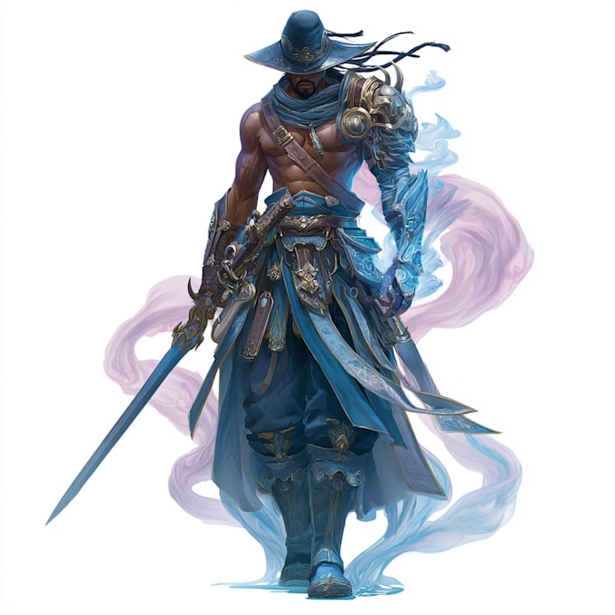do a unique fantasy game character art