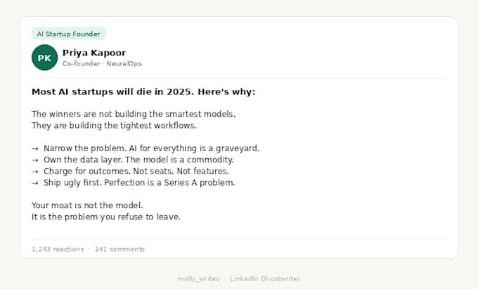be linkedin ghostwriter for founders and executives
