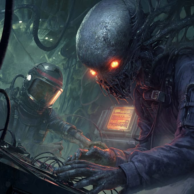 do sci fi horror and fantasy scene concept art illustrations
