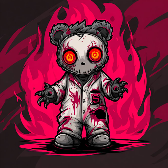 draw creepy, horror, mascot character logo
