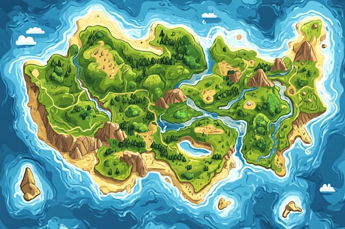 create a fantasy atlas map, vector world map