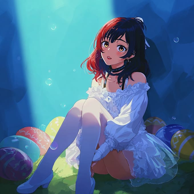 create anime couple fan art illustration