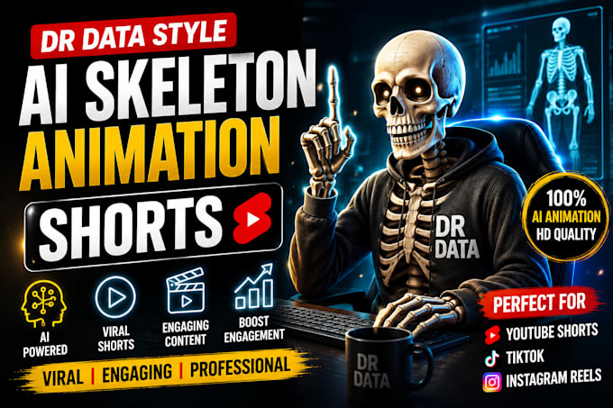 create dr data style ai skeleton animation shorts