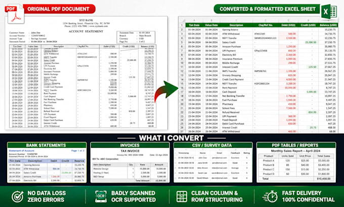 convert scanned PDF to excel or word professionally