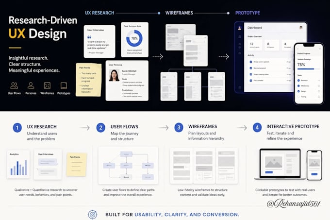 conduct UX research and do UI UX for you product